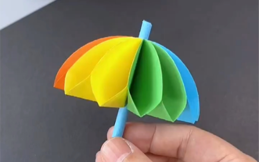 用彩纸做小雨伞简单图片