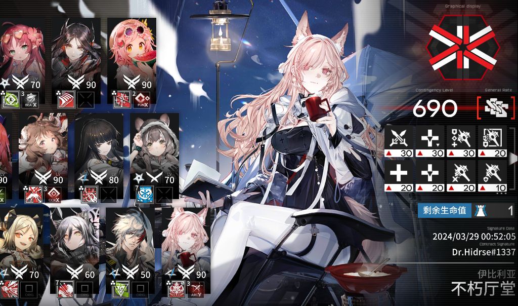 【明日方舟】潮曦作战首日690(无提丰水陈小刻)