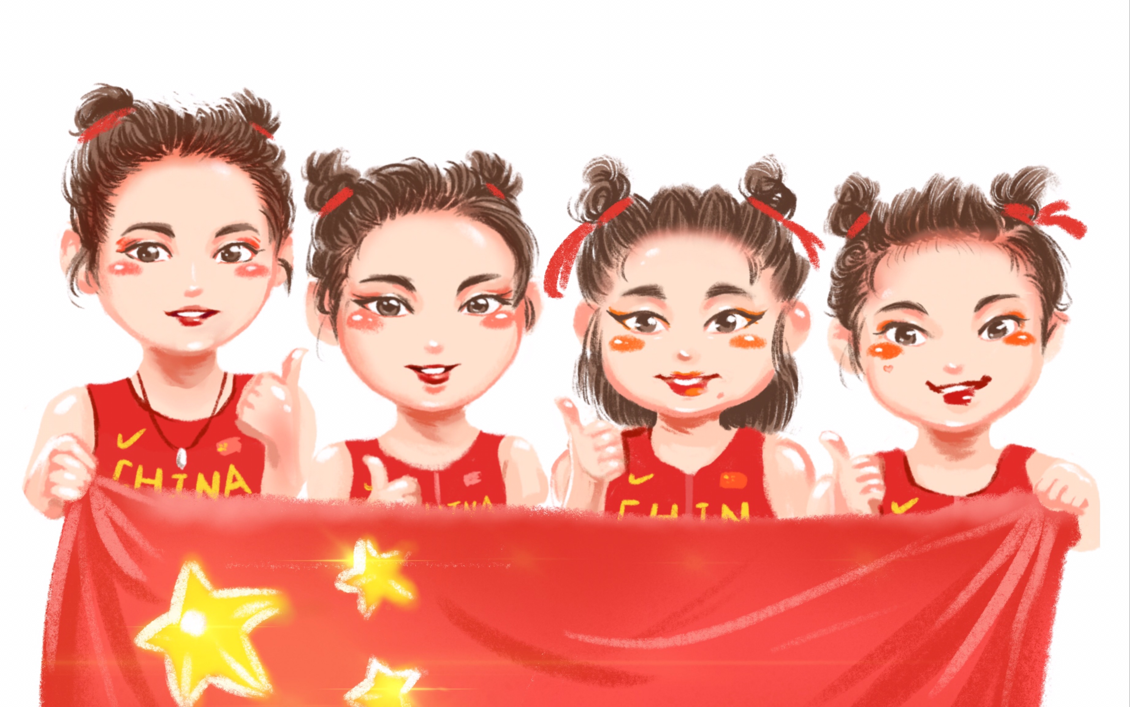 史上最强哪吒天团～4款q版女孩人物头像彩绘全过程