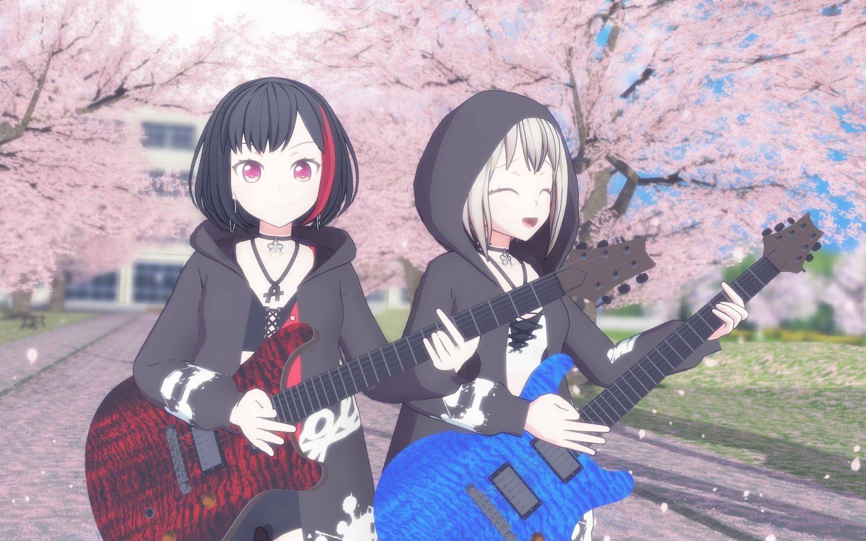 【mmd】『星期五的早安(吉他ver)』青叶摩卡&美竹兰【1440p】_哔哩