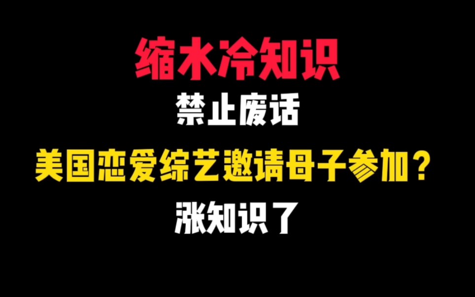 禁止废话:美国恋综居然邀请母子参加?哔哩哔哩bilibili