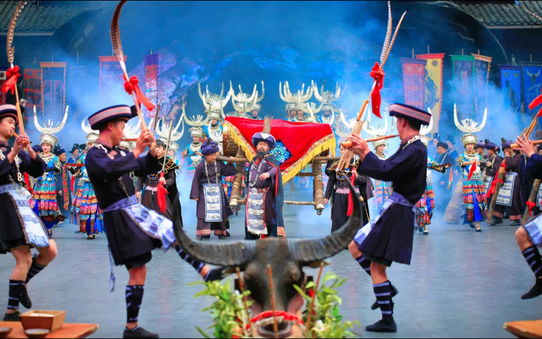 千户苗寨的美丽西江表演