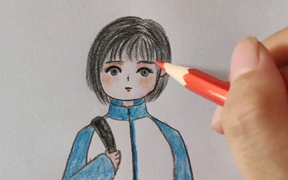 【彩铅画原画,青春的模样.】_哔哩哔哩_bilibili