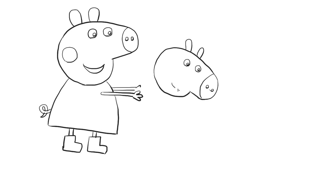 小猪佩奇与弟弟乔治一起玩泥巴儿童卡通简笔