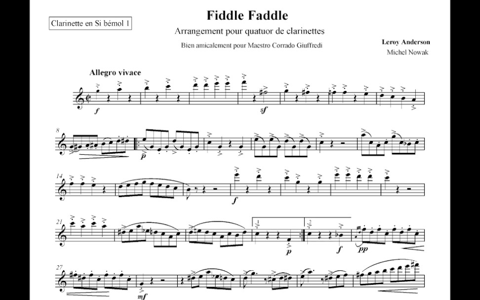 [图]【单簧管】安德森-快乐的小提琴手 ANDERSON 《NOWAK Fiddle Faddle》Corrado Giuffredi