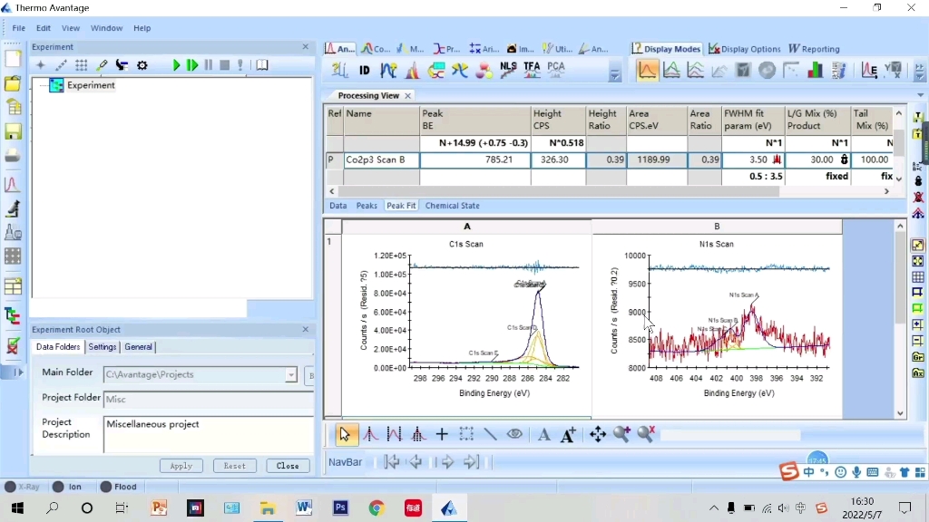 [图]Avantage—XPS 数据分析，分峰，拟合，数据保存
