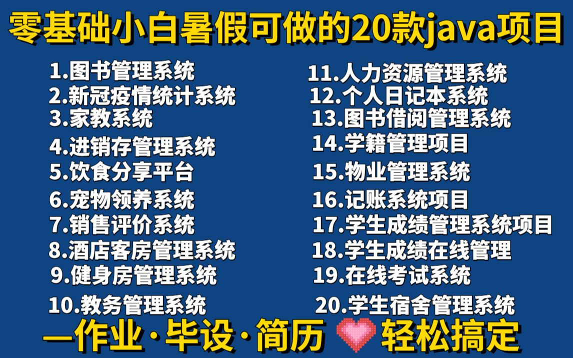 零基础小白暑假可做的20款java项目最全合集强势来袭(附源码课件)零基础入门,手把手教学,一个暑假教会你所有项目java入门java基础java项目哔...