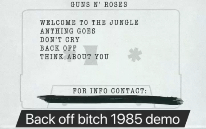 [图]Guns N' roses Back off bitch 1985 demo