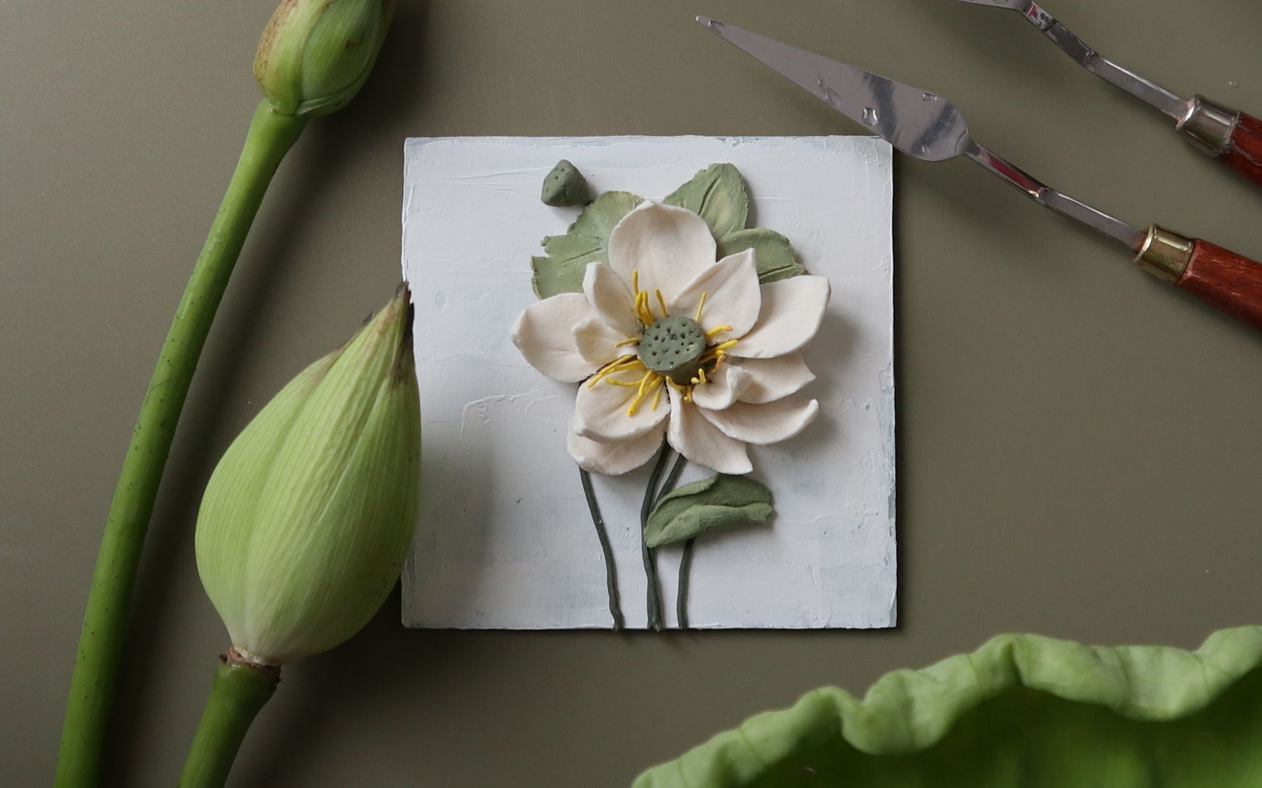 豆沙刮刀花——荷花系列(五)