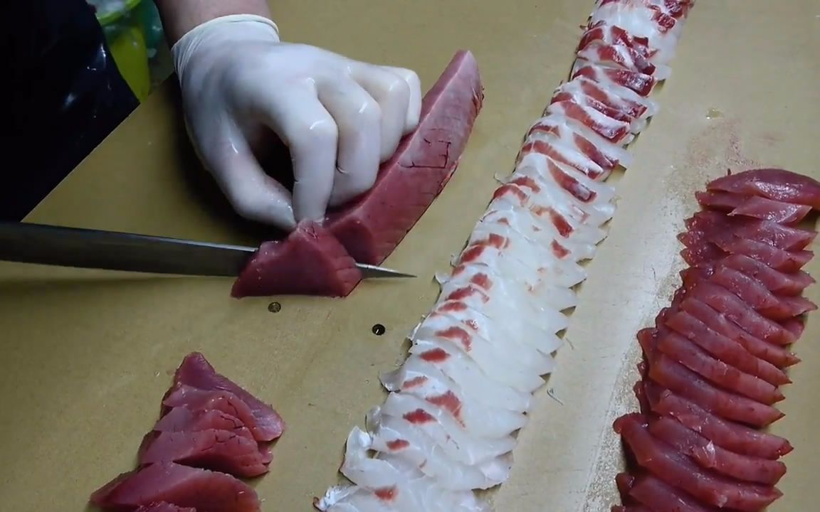 【日料刀工系列】金枪鱼【日本刀工】超强悍完美金枪鱼拆解示范【中英