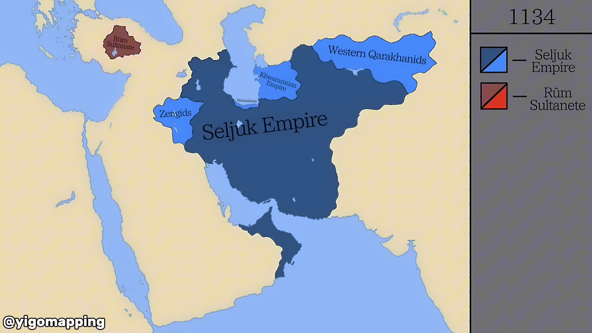 塞尔柱帝国历史上每年的领土变化