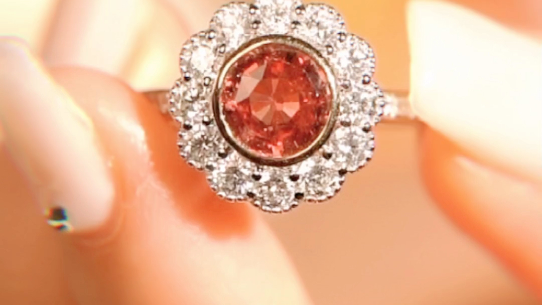 日落鸡尾酒93无烧帕帕拉恰日落色蓝宝石戒指