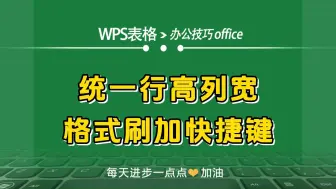 Download Video: WPS表格中统一行高列宽用格式刷加快捷键