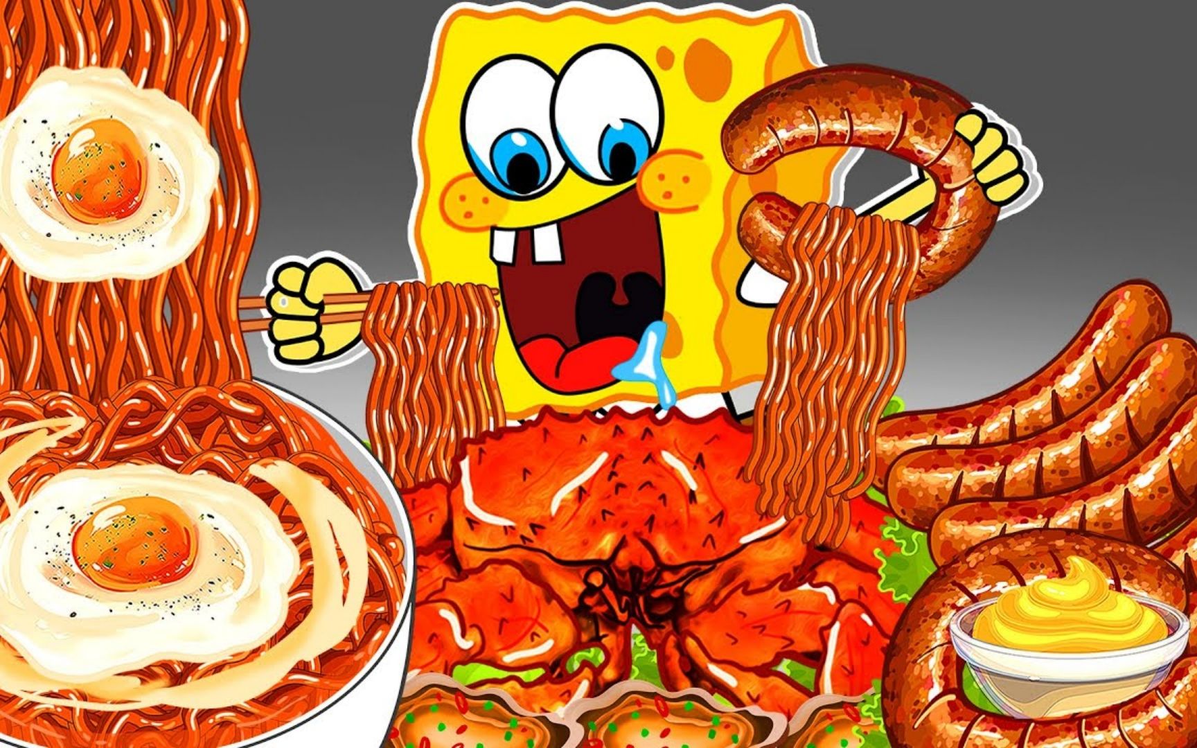 美食动画:海绵宝宝的疯狂炫食挑战,一起来看看有哪些好吃的吧