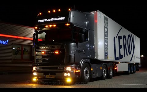 【汽车文化】欧卡夜拍 斯堪尼亚4系改装车 scania 164l v8 480 top