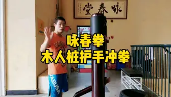 Descargar video: 咏春拳木人桩教学之护手冲拳练习