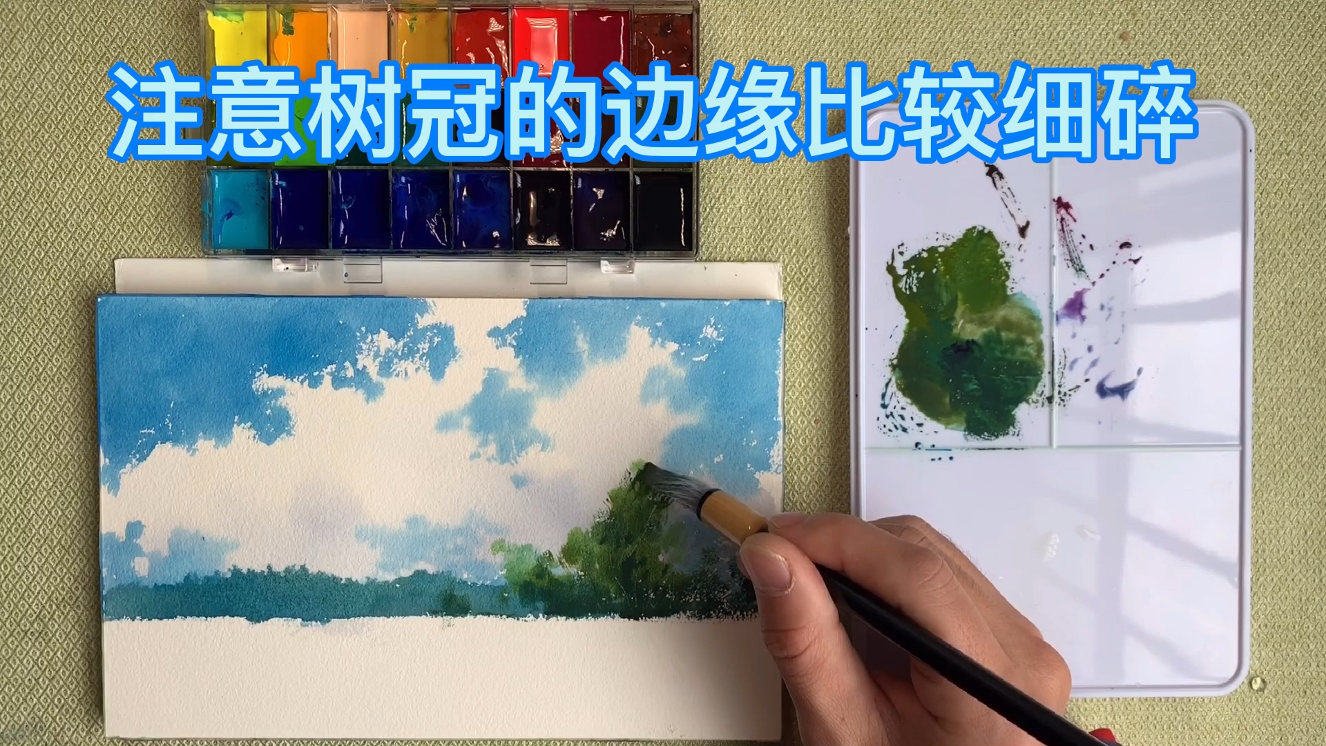 [图]春回大地，教你画一幅简单的水彩春色风景速写0基础学水彩第8回～【春色速写】