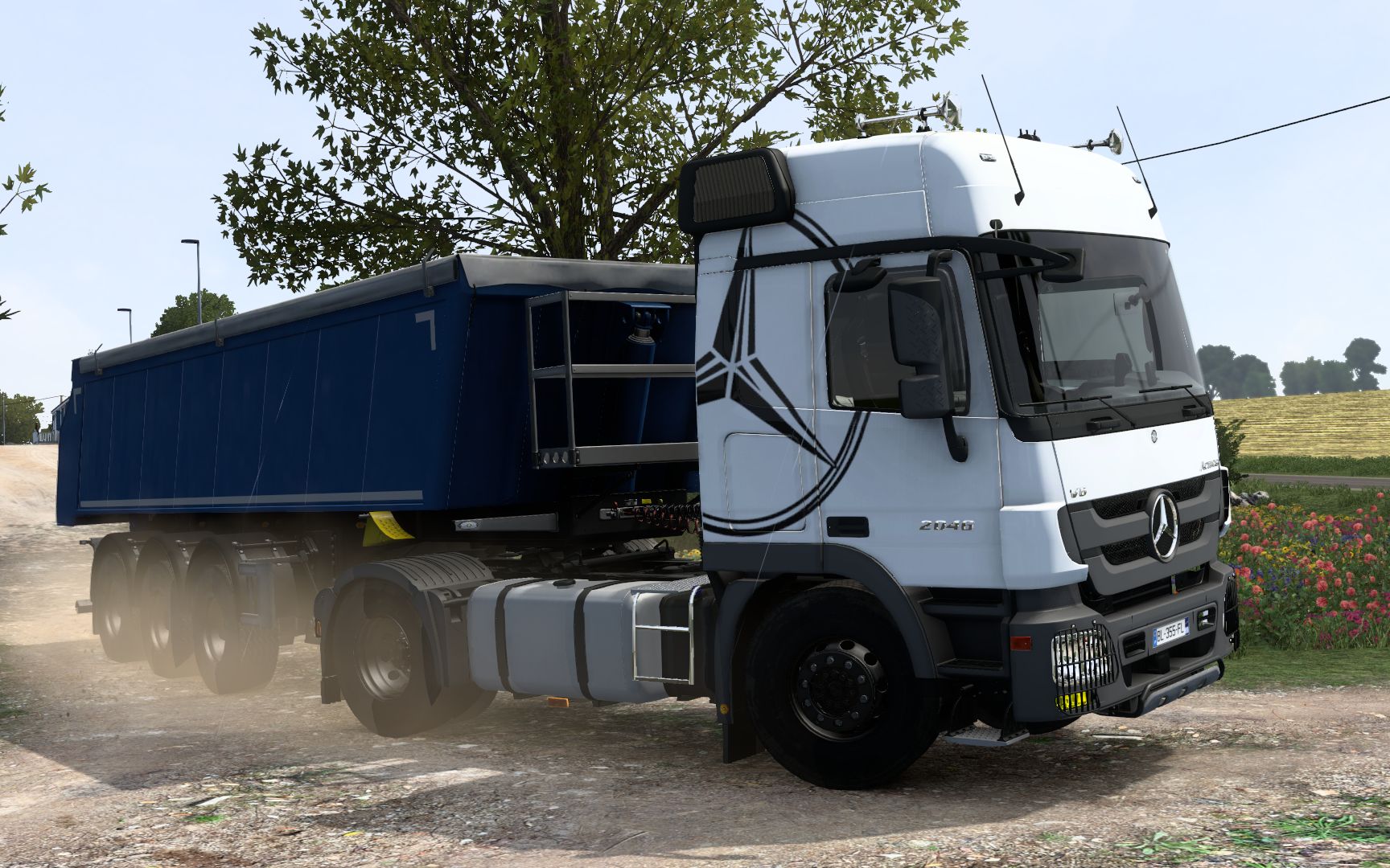 欧卡2 pov 雨天驾驶 奔驰 4x4 actros mp3 自卸半挂车 运输货物