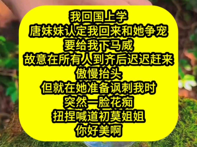 我回国上学唐妹妹认定我回来和她争宠要给我下马威故意在所有人到齐后迟迟赶来傲慢抬头但就在她准备讽刺我时突然一脸花痴扭捏喊道初莫姐姐你好美啊...