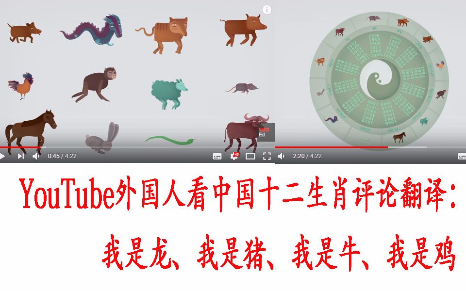 [图]【YouTube】油管大佬介绍中国十二生肖，外国人：我是龙、我是鸡，我是狗....