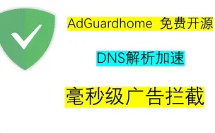 下载视频: 毫秒级精准广告拦截！Adguardhome，一款免费开源的DNS服务，广告过滤、DNS解析加速，支持windows、linux、docker安装，可搭配pass