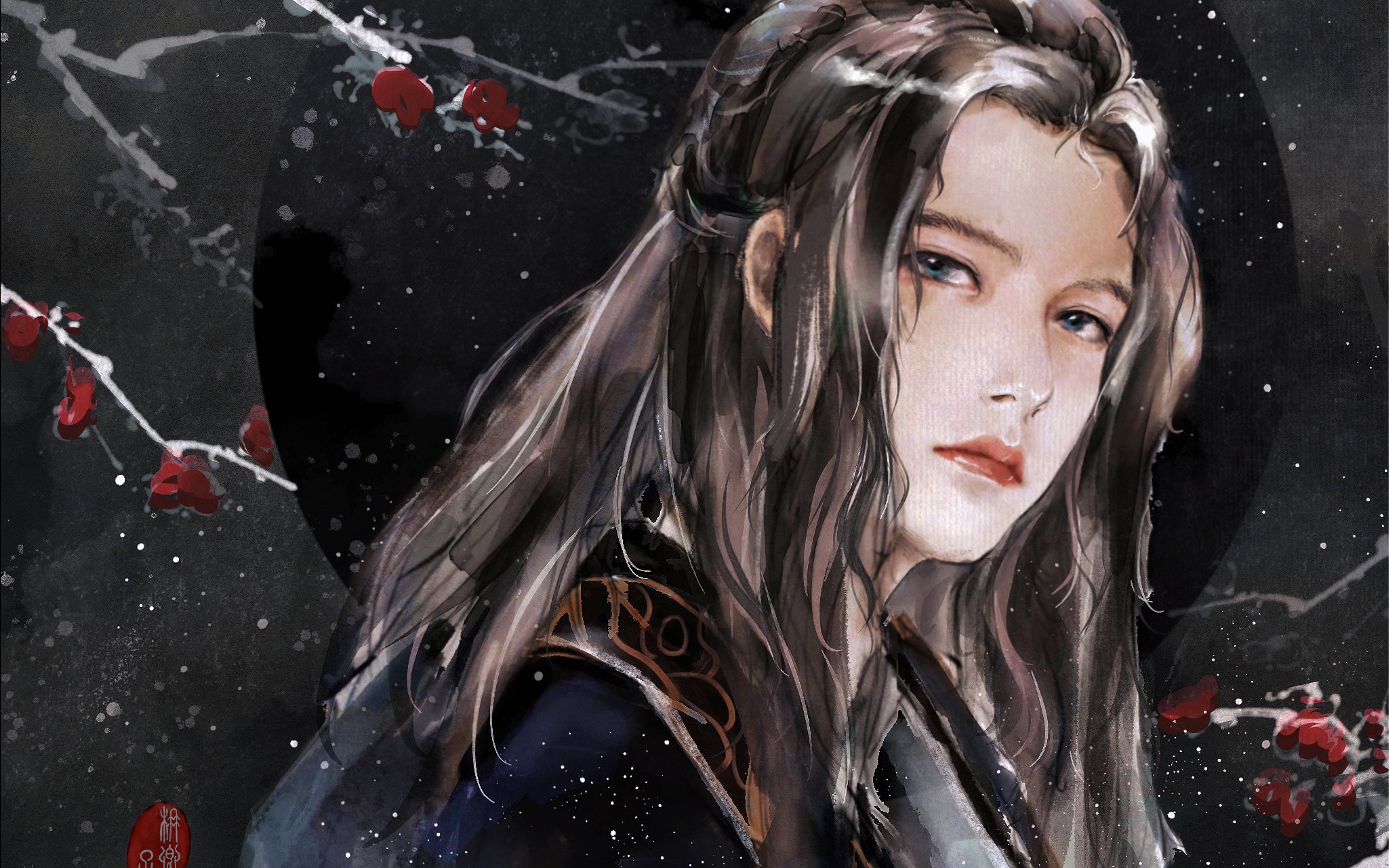 【白雪红梅|少年帝王】翁斐然少年嬴政procreate照片练习绘画过程哔哩哔哩bilibili