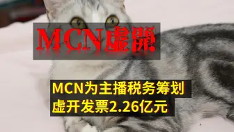MCN为主播税务筹划，虚开发票2.26亿元