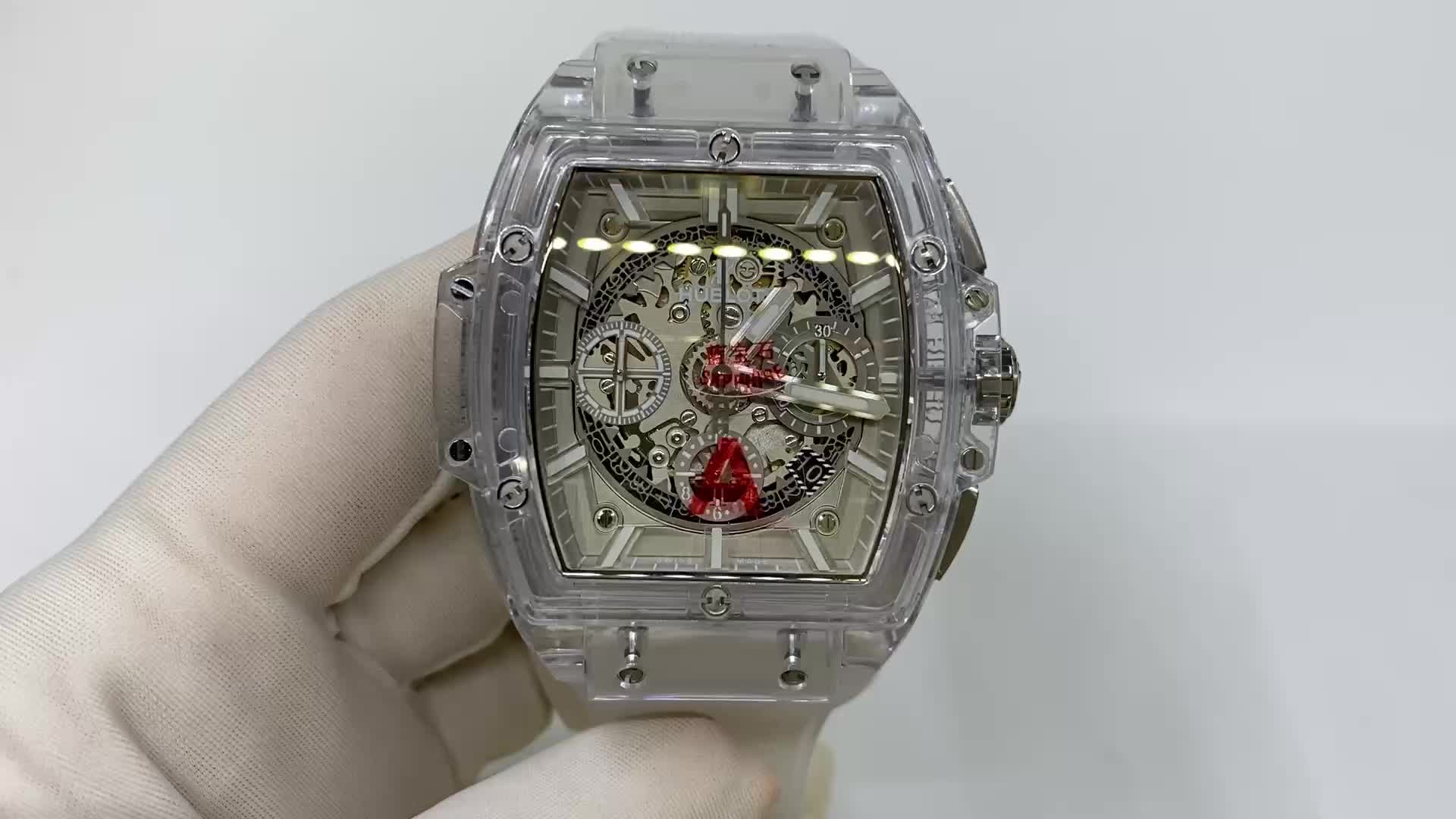 hb宇舶big bang灵魂系列全透明酒桶形腕表评测