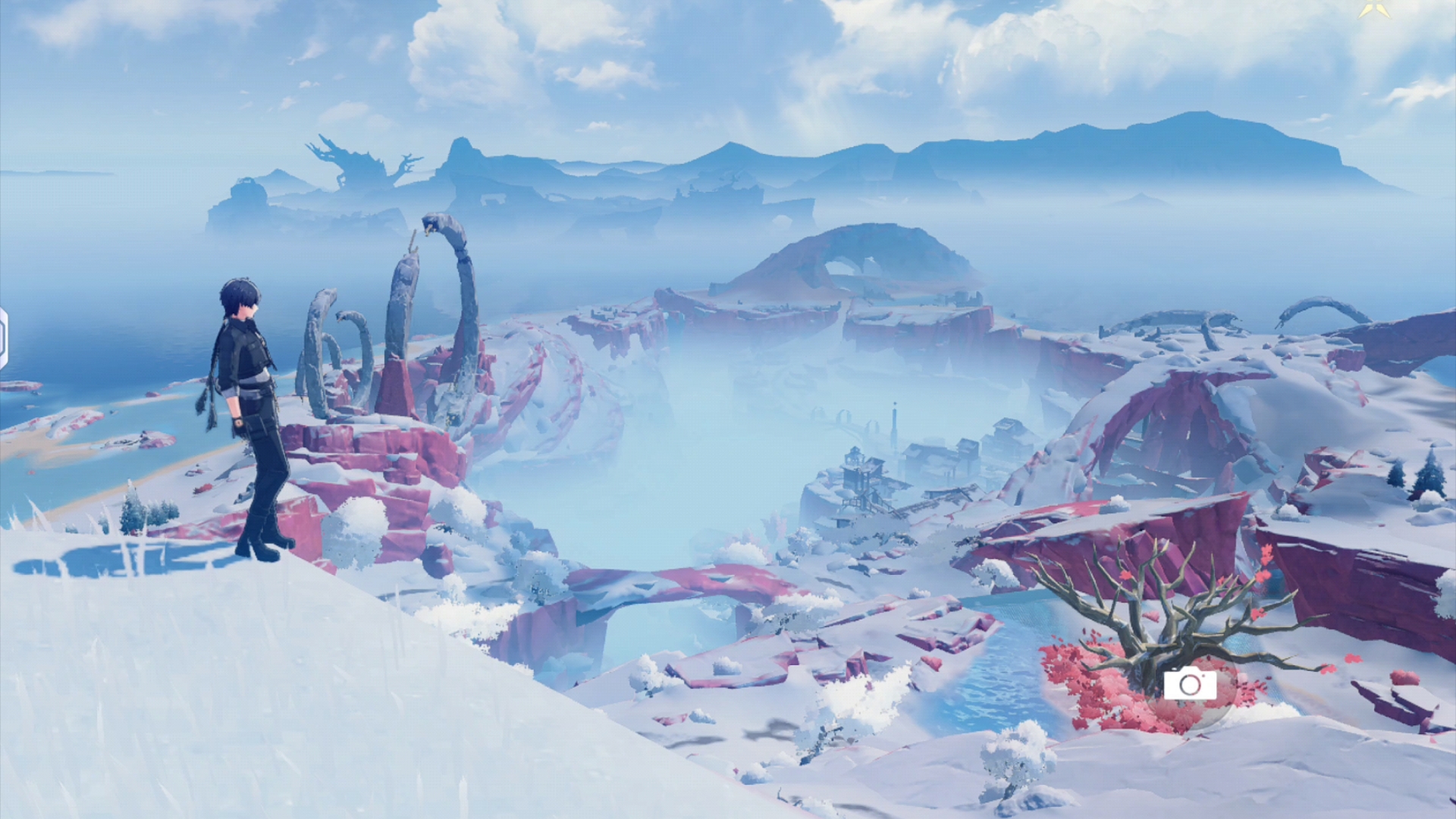 【鸣潮风景1】乘霄山,雪,海天无边,海水倾灌
