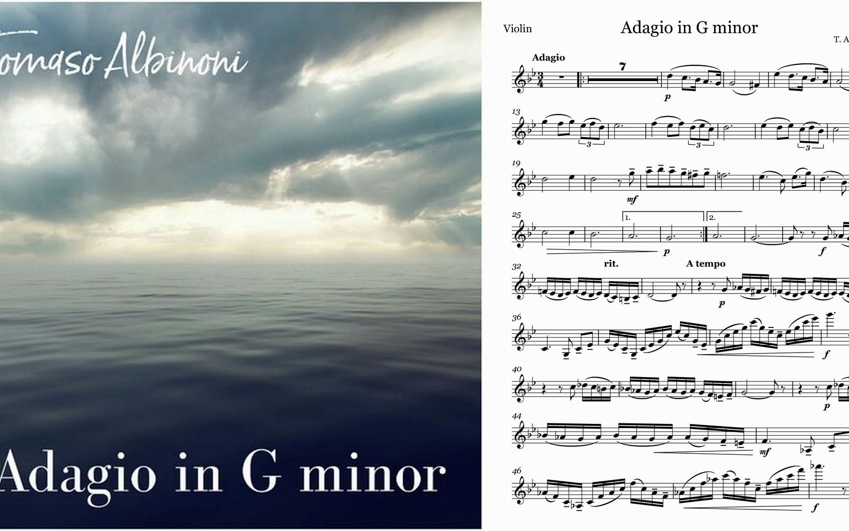 [图]Adagio in G minor 托马索・阿尔比诺尼 Tomaso Albinoni