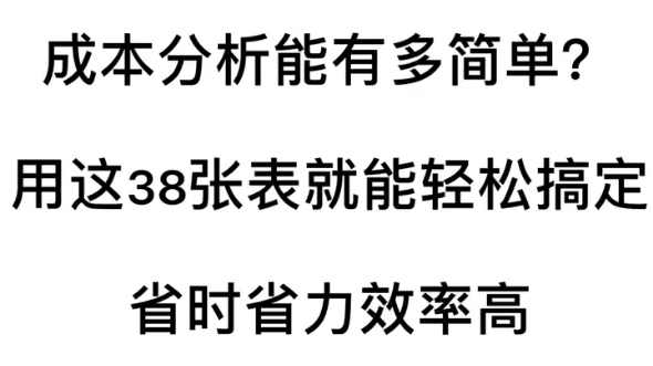 成本分析有多简单,用这38张表轻松搞定,省时省力效率高哔哩哔哩bilibili