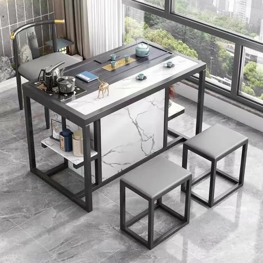 【80元券】轻奢阳台茶桌茶具茶桌椅现代家用简约岩板茶台功夫茶几4198