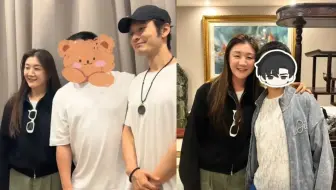 黄晓明陈梦罕见同框，一起现身家庭聚餐，兄妹俩长相神似