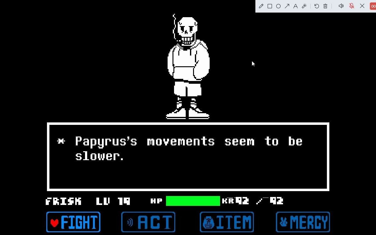 underswap烟枪审判战打到最后一回合(一阶段无伤!