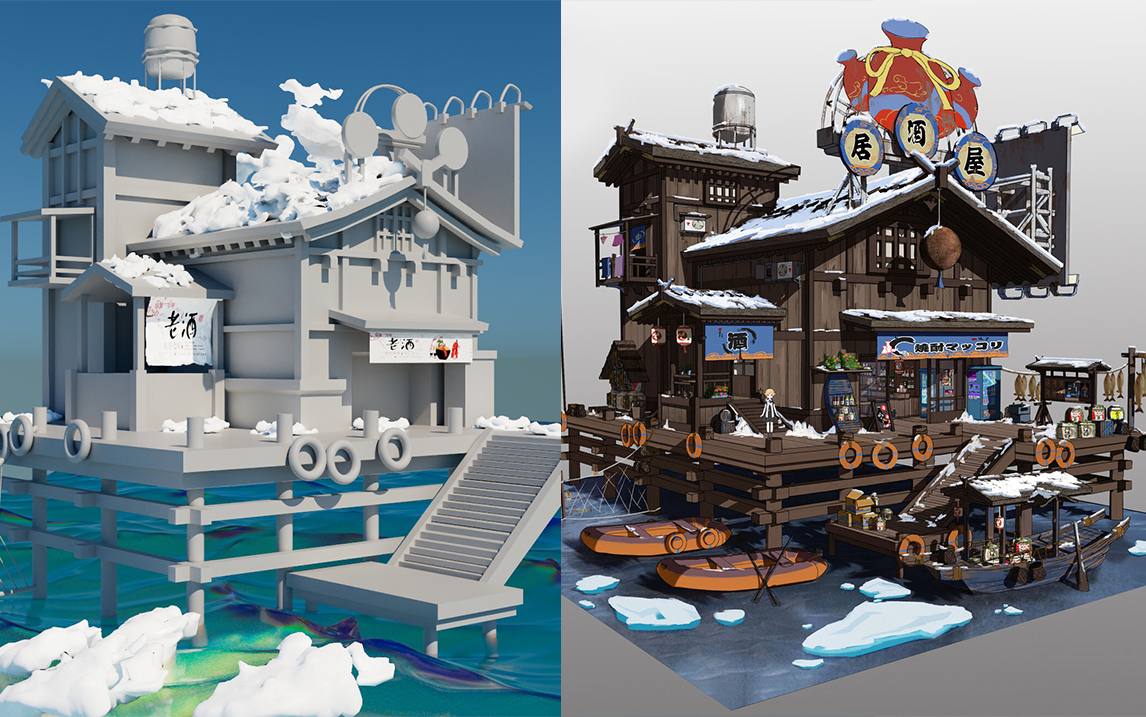 【maya场景建模】日式居酒屋房子建模 arnold阿诺德渲染教程