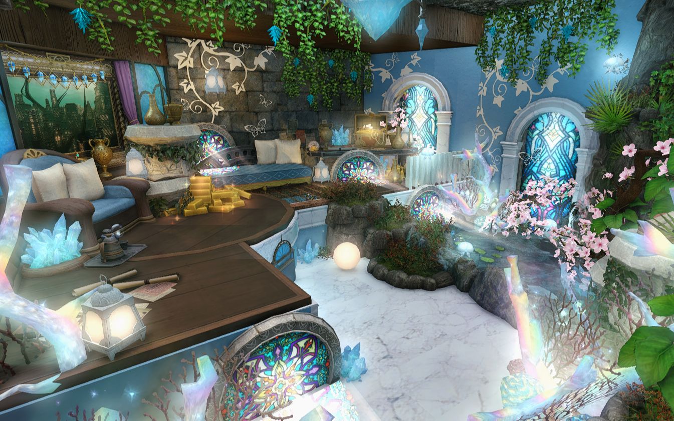 【ff14装修】s房封层|幽静深海遗迹|海底溶洞造景