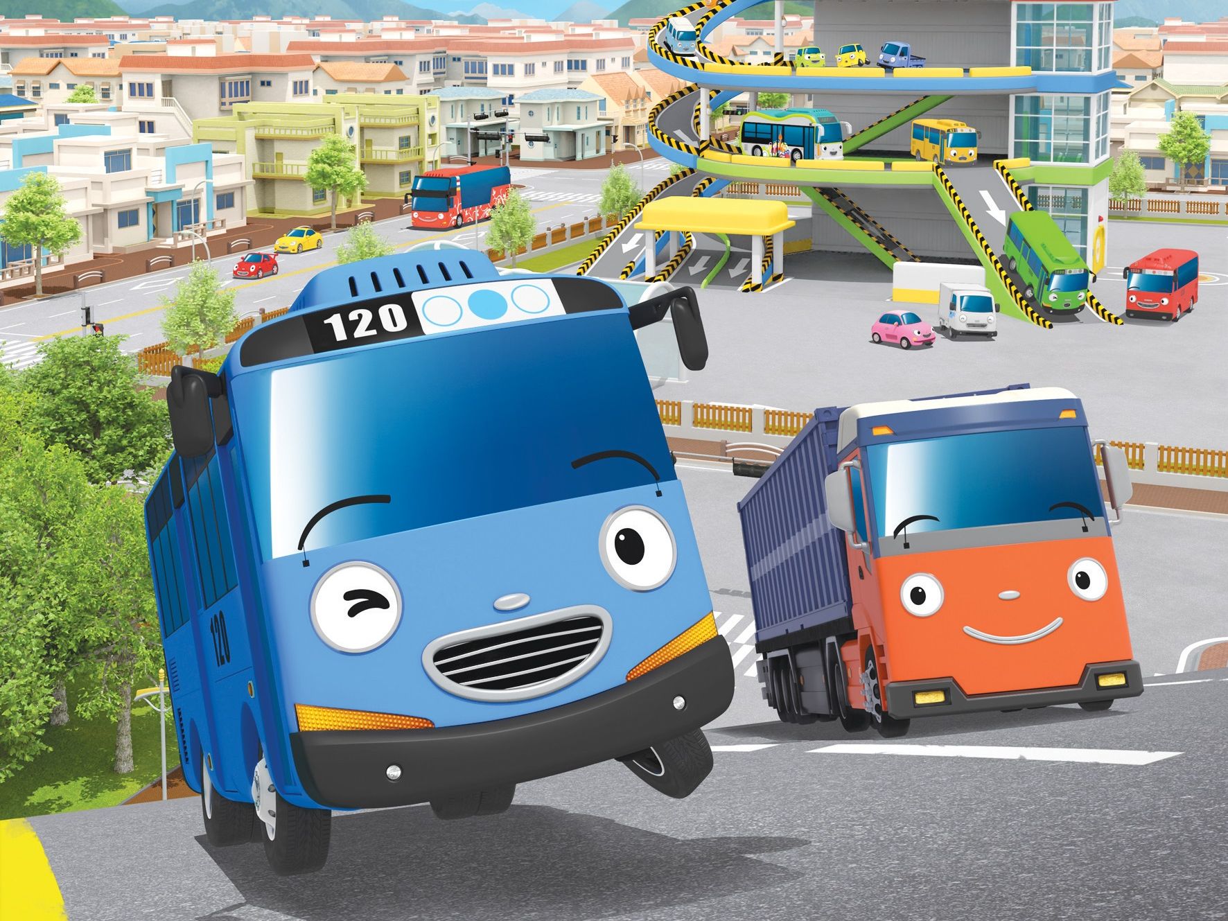 英文早教儿歌动画片 learn opposites with strong heavy vehicles