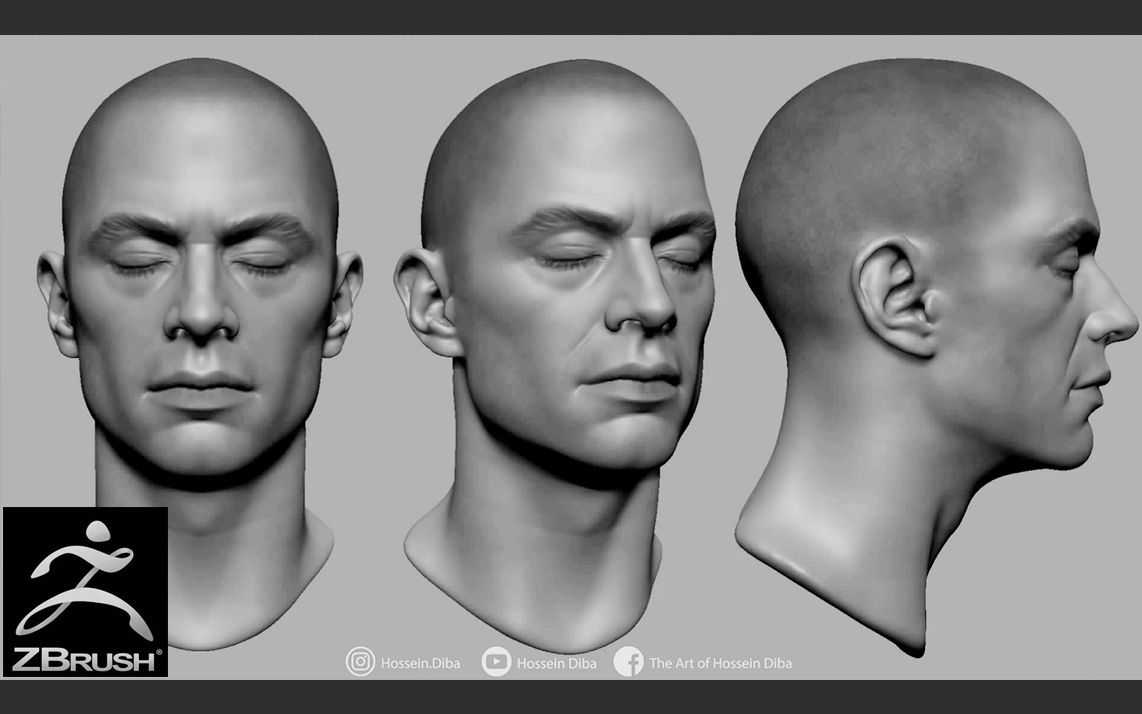 ZBrush 2020雕刻男性头像哔哩哔哩bilibili