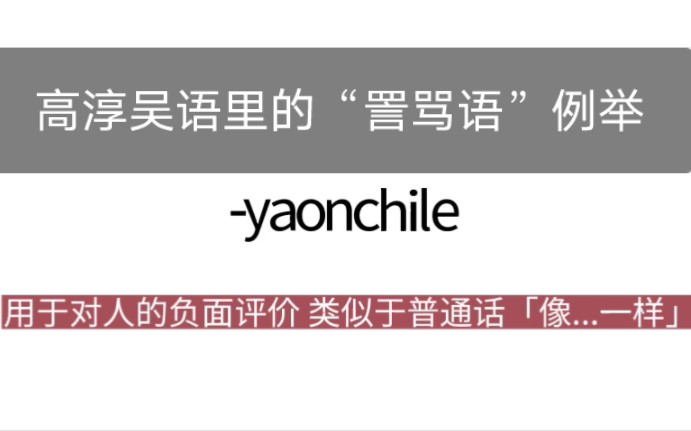 高淳话里的『詈骂语』例举 高淳吴语语法11『yaonchile(shaonchile)』哔哩哔哩bilibili