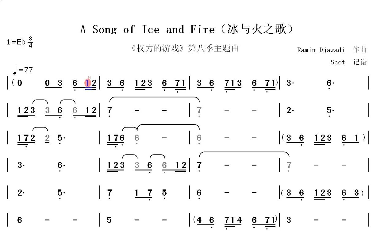 权力的游戏简谱图片