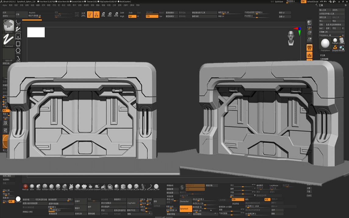 【zbrush案例】硬表面场景建模雕刻,maya搭建大型,zb硬表面细节雕刻
