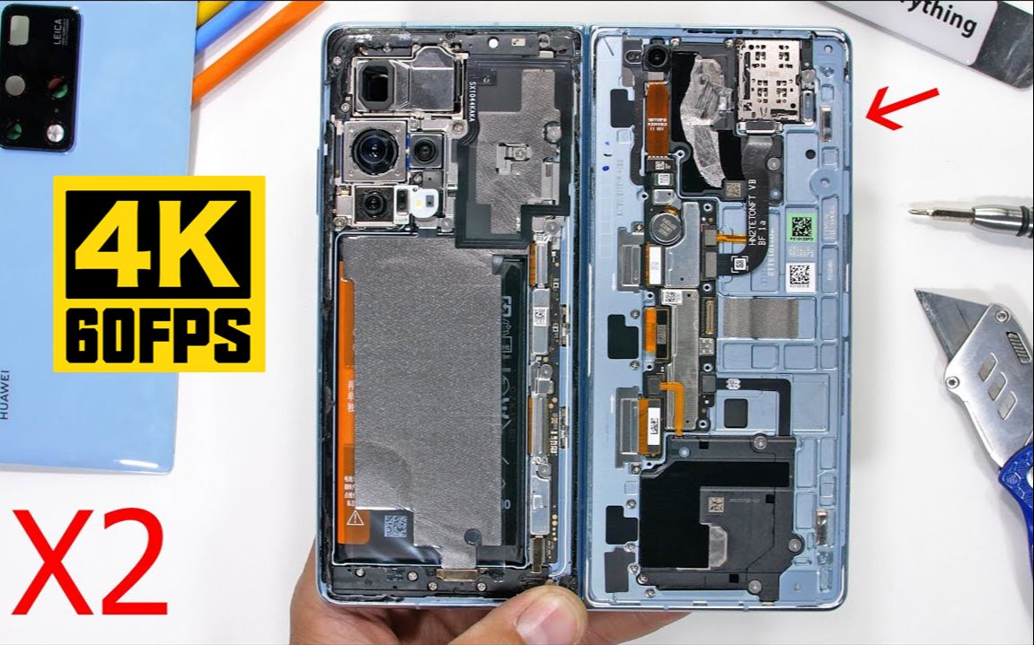 【4k60帧】杀手哥暴力拆解华为mate x2折叠屏手机 | jerryrigevery
