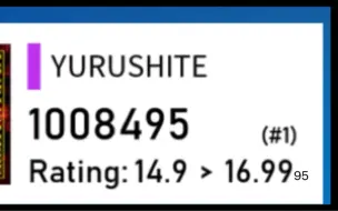 Download Video: 【CHUNITHM】 YURUSHITE MASTER14+ SSS 1008495痛失17分