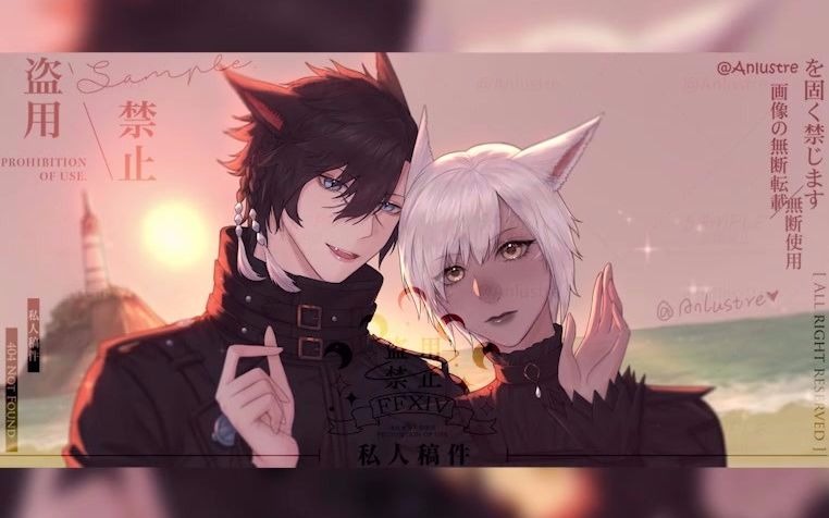 【绘画过程】 FF14 猫猫夫妇情头哔哩哔哩bilibili