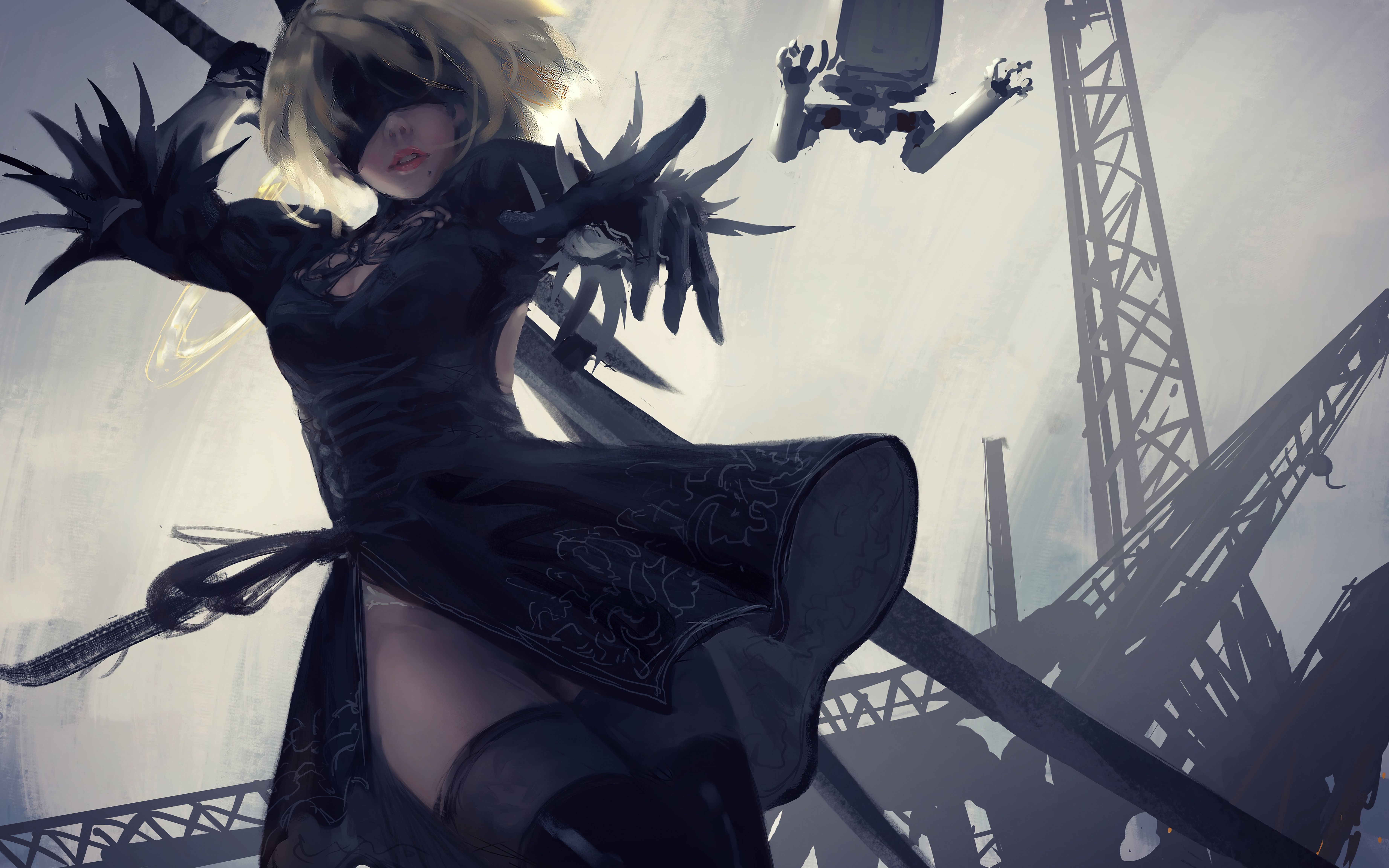 尼尔机械纪元初见两个boss,比较笨比,留作纪念