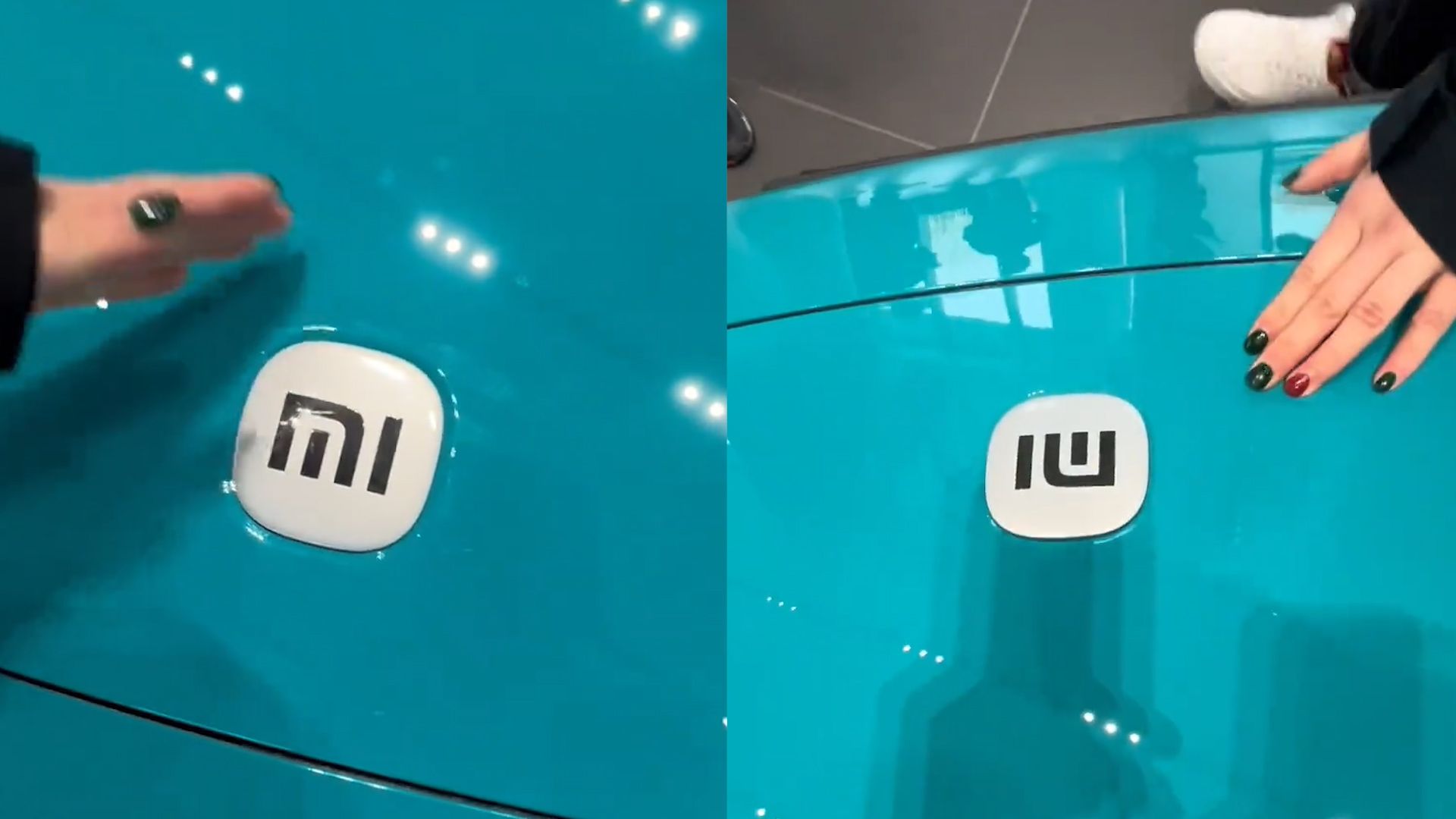 工作人员介绍小米汽车车标,倒过来看变成中国字,一番解读没想到