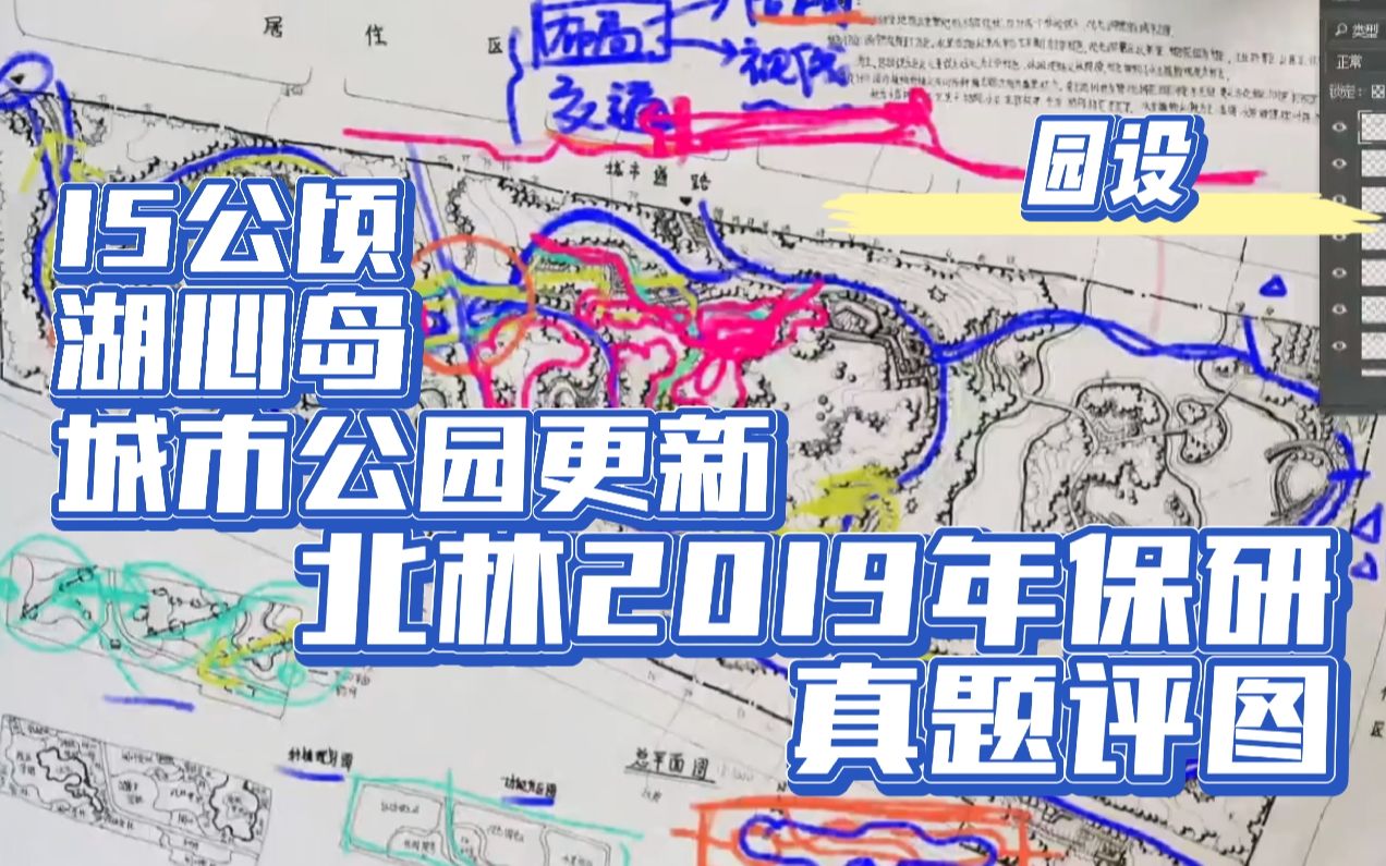 【林创优景】园设|北林2019年保研真题评图,15公顷城市公园更新设计有何要素?陡坎和破碎等高线如何利用,城市支路和湖心岛处于场地之中.哔哩哔哩...