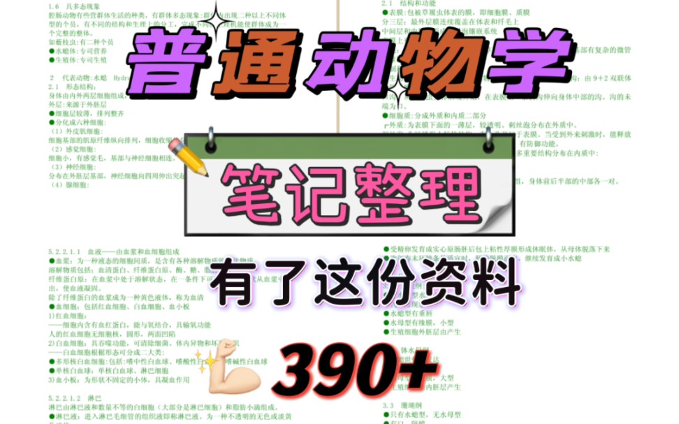 [图]普通动物学考研 有了这份笔记 考研390+