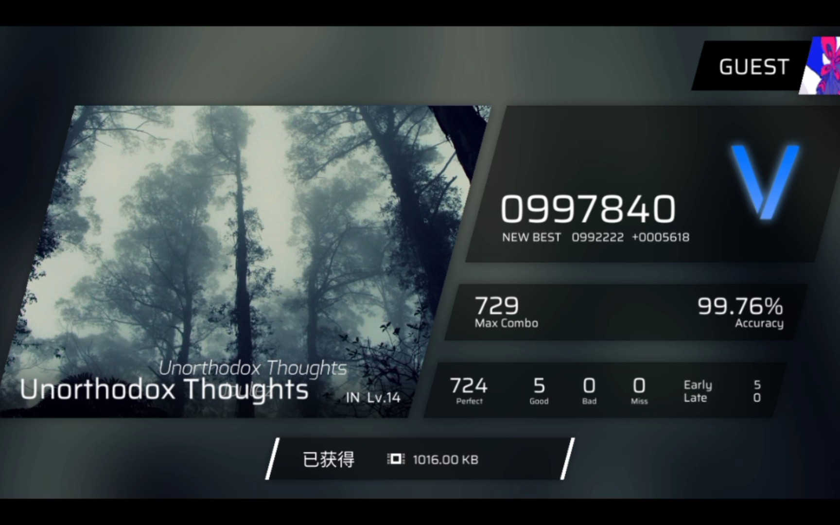 [图]【Phigros】《Unorthodox Thoughts》IN14个人感觉beat挺好抓的