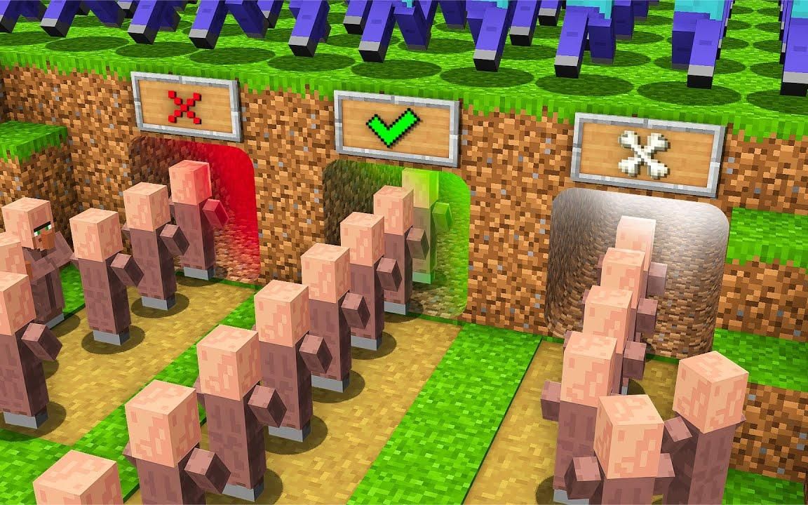 我的世界搞笑:mc怪物包围村庄,村民如何正确选择密室逃脱